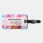 Schöne rosa Blume Nahes Up Foto Monogram Gepäckanhänger (Rückseite horizontal)