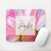 Schöne rosa Blume Nahes Up Foto Monogram Mousepad (Mit Mouse)