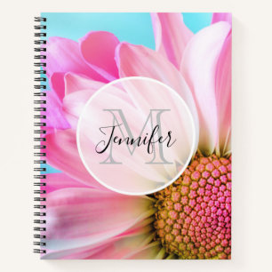Schöne rosa Blume Nahes Up Foto Monogram Notizblock