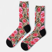 Schöne rosa Blume & Perlen Metallischer 3D-Effekt Socken (Linkes Detail)