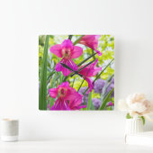 Schöne rosa Blume Quadratische Wanduhr (Zuhause)