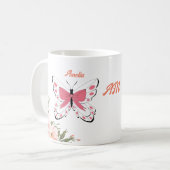 Schöne rosa Blume Schmetterlinge Name Monogramm Kaffeetasse (Vorderseite Links)