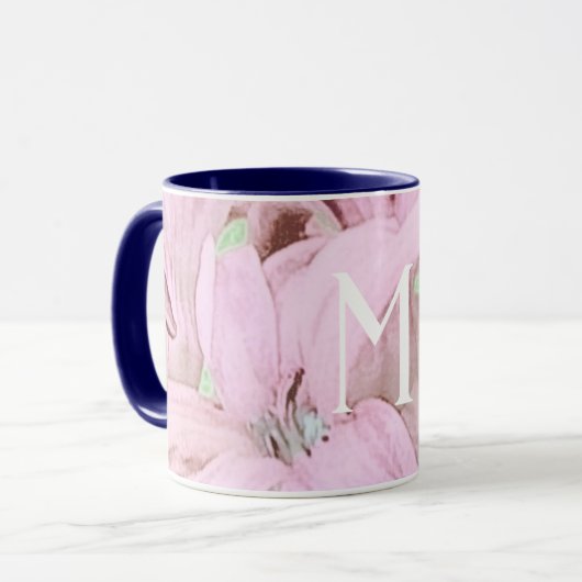 Schöne rosa Blume Tasse (Vorderseite Links)