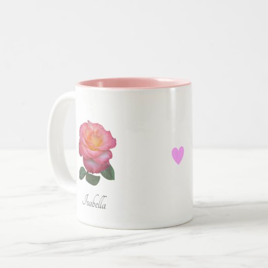 Schöne Rosa Blume Tasse (Vorderseite Links)