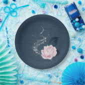 Schöne rosa Blume und Blätter der Marine Pappteller (Party)