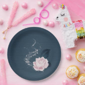 Schöne rosa Blume und Blätter der Marine Pappteller (Party)