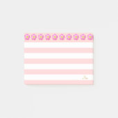 Schöne rosa Blume und Streifen Post-it Klebezettel (Vorderseite)