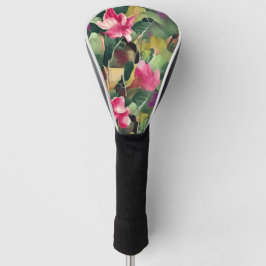 Schöne rosa Blume und tropisches Leaf-Muster Golf Headcover
