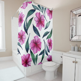 Schöne rosa Blume Wasserfarben Muster Duschvorhang