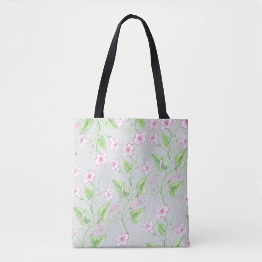 Schöne rosa Blume Wasserfarben Muster | Tasche (Vorderseite)