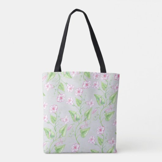 Schöne rosa Blume Wasserfarben Muster | Tasche (Rückseite)