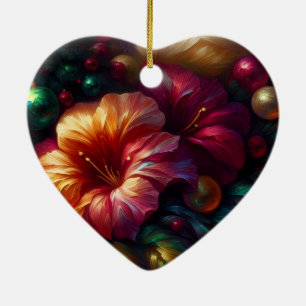 Schöne rosa Blumen auf einem Valentinstag-Baum  Keramik Ornament