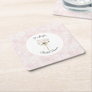 Schöne rosa Blumen-Brautparty    Rechteckiger Pappuntersetzer
