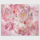Schöne rosa Blumen Garten Geschenkpapier (Flach)