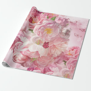 Schöne rosa Blumen Garten Geschenkpapier