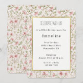 Schöne rosa Blumen Geburtstag Einladung (Vorne/Hinten)