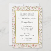 Schöne rosa Blumen Geburtstag Einladung (Vorderseite)