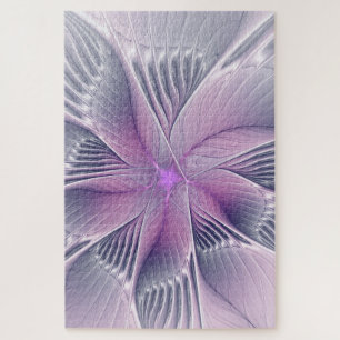 Schöne rosa Blumen moderne abstrakte Fraktal-Kunst Puzzle