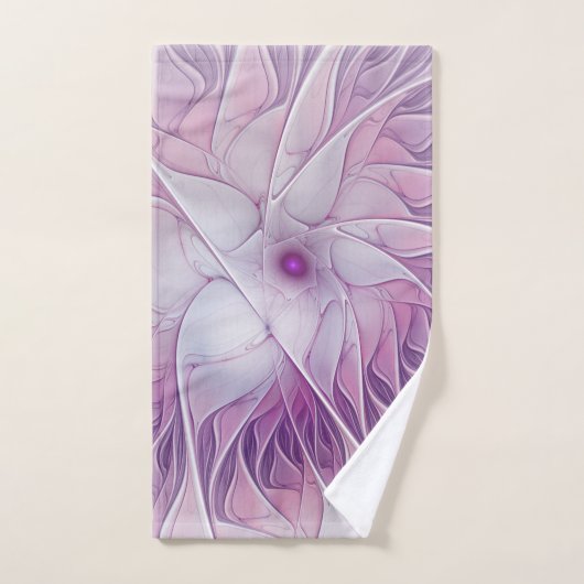 Schöne rosa Blumen moderne abstrakte Fraktalkunst Handtuch (Handtuch)