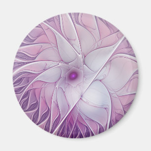 Schöne rosa Blumen moderne abstrakte Fraktalkunst Magnet