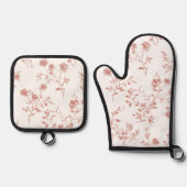 Schöne rosa Blumen Ofenhandschuh & Topflappen-Set (Vorderseite)
