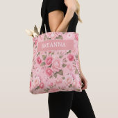 Schöne rosa Blumen personalisierte Tasche (Von Nahem)