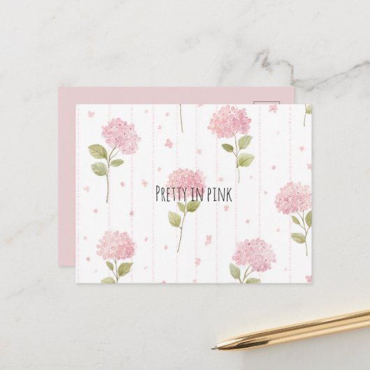 Schöne rosa Blumen   Postkarte (Vorderseite/Rückseite Beispiel)