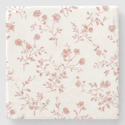Schöne rosa Blumen Steinuntersetzer (Vorderseite)