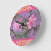Schöne rosa Blumenplatte Runde Wanduhr (Winkel)
