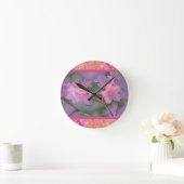 Schöne rosa Blumenplatte Runde Wanduhr (Zuhause)