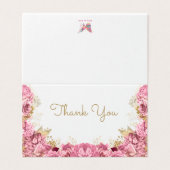 Schöne rosa Blumenstrauß Danke Karte (Außenseite Aufgefaltet)