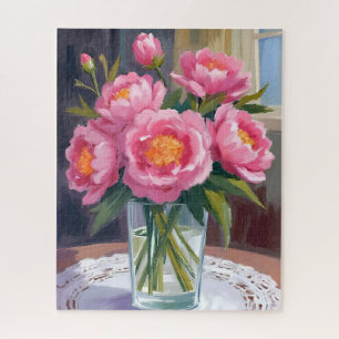 Schöne rosa Blumenstrauß Pfingstrosen-Blumenarra Puzzle