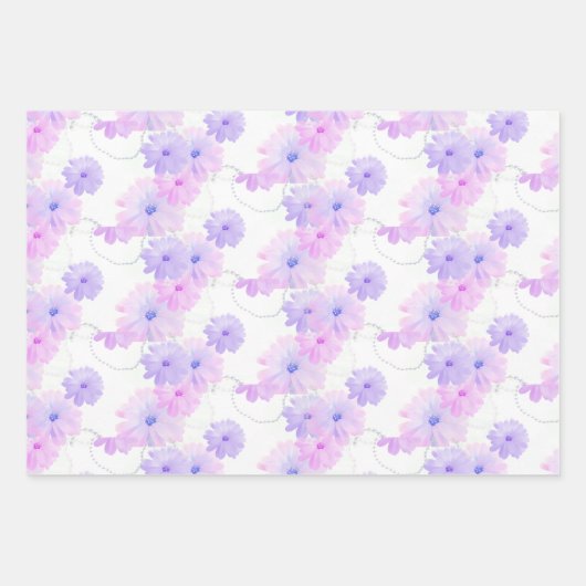 Schöne rosa Blumenwackelpapier-Blätter Geschenkpapier Set (Vorderseite)