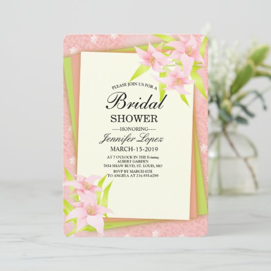 Schöne, rosa Blüte Einladung (Stehend Vorderseite)