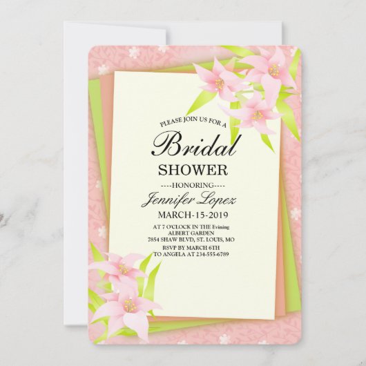 Schöne, rosa Blüte Einladung (Vorderseite)