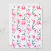 Schöne rosa Blüte mit Foto Taufe Einladung (Rückseite)