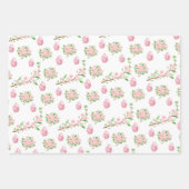 Schöne rosa Blüten und rosa Schmetterlinge Geschenkpapier Set (Vorderseite 2)