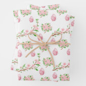 Schöne rosa Blüten und rosa Schmetterlinge Geschenkpapier Set (Beispiel)