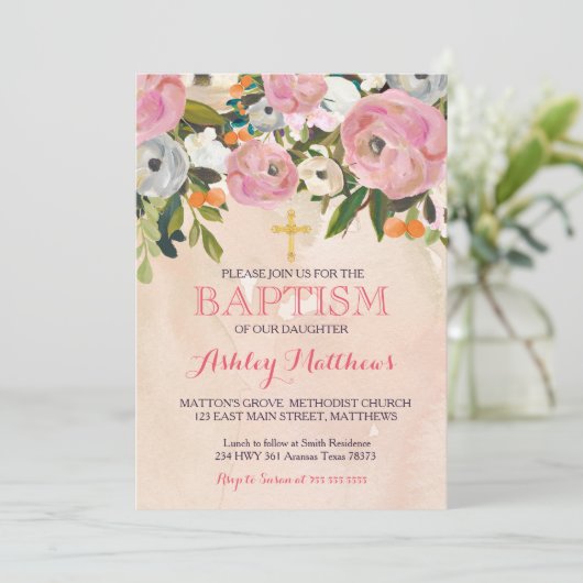 Schöne rosa Blütenblüte Einladung (Stehend Vorderseite)