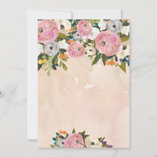 Schöne rosa Blütenblüte Einladung (Rückseite)