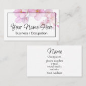 Schöne rosa Blütenblüten, Aquarell Visitenkarte (Vorne/Hinten)
