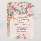 Schöne rosa Blütendusche, Baby Einladung (Vorne/Hinten)