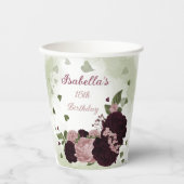 schöne, rosa bordeauxfarbene Blume Pappbecher (Vorderseite)