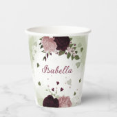 schöne, rosa bordeauxfarbene Blume Pappbecher (Vorderseite)