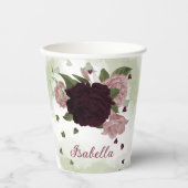 schöne, rosa bordeauxfarbene Blume Pappbecher (Vorderseite)