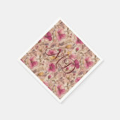 Schöne rosa botanische Blütenmuster Serviette (Ecke)