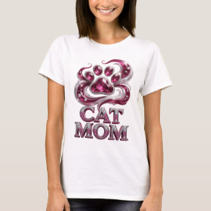 Schöne rosa CAT MOM 3D-Textkunst T-Shirt