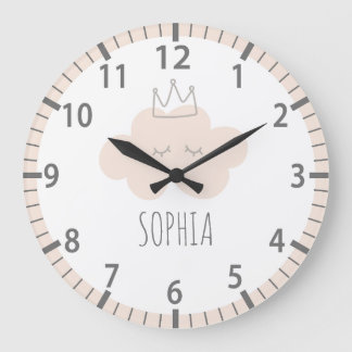 Schöne rosa Cloud Kinderzimmer Wall Clock Große Wanduhr