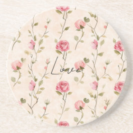 Schöne rosa Creme-Rosen Floral-Braut-Dusche Getränkeuntersetzer