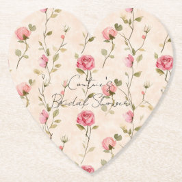 Schöne rosa cremefarbene Rosen Blumen Brautdusche Untersetzer